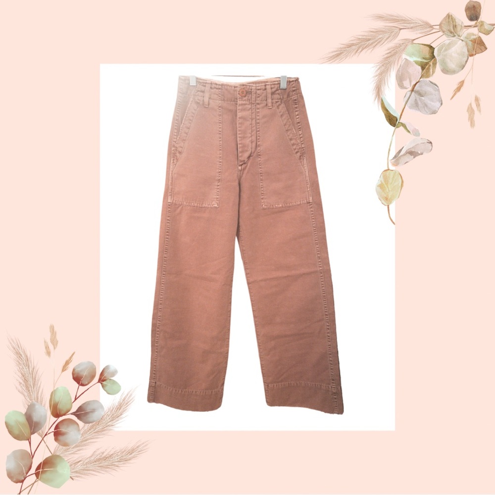 AMO Army Wide Leg Pants with Front Cargo Pockets